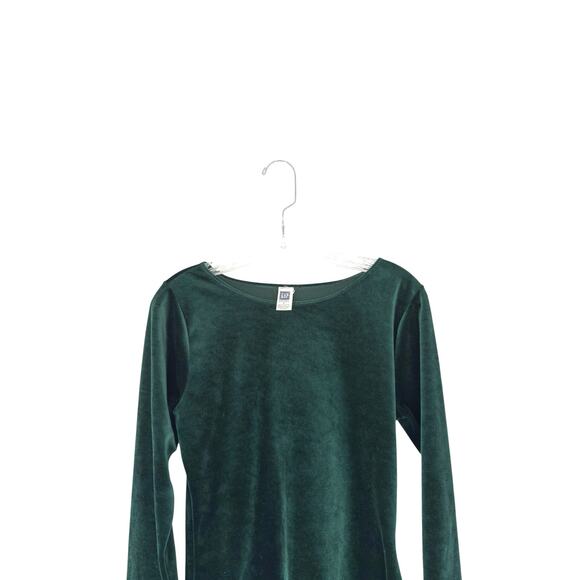 Gap Velvet Shirt Vintage Green Basic Moody Gremlin Earthy Long Sleeve Medium - Picture 3 of 11